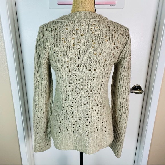 FREE PEOPLE Chunky Knit Sweater Sweatshirt Size Medium Collared Casual Weekdays - Picture 4 of 11